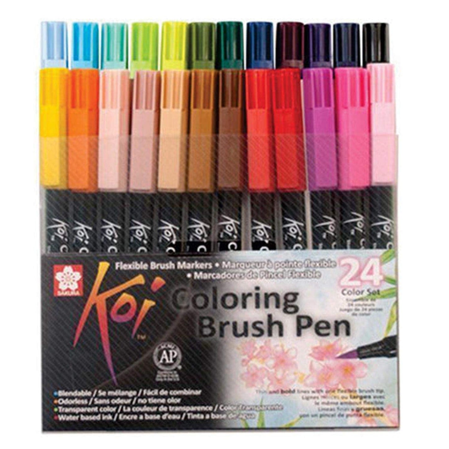 MARKER BRUSH ARTISTICO KOI COLORING BRUSH - CONJ 24 COLORS - PROFESSIONAL USE