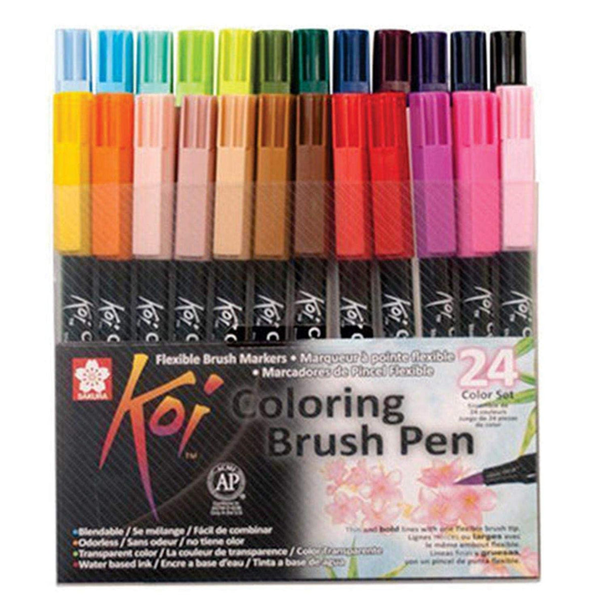 MARKER BRUSH ARTISTICO KOI COLORING BRUSH - CONJ 24 COLORS - PROFESSIONAL USE