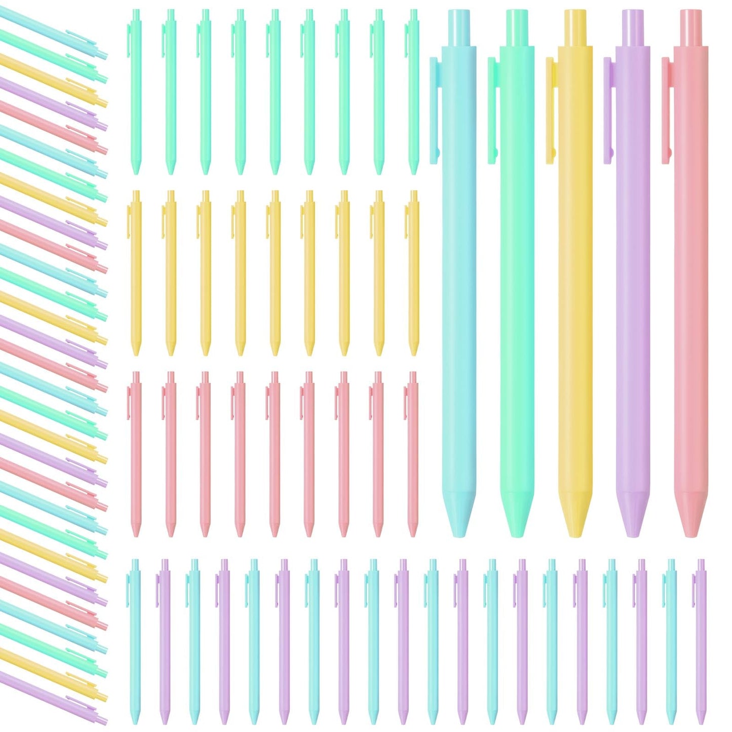Fulmoon 50 Pcs Cute Pens Retractable 1.0mm, Macaron Color Black Ink