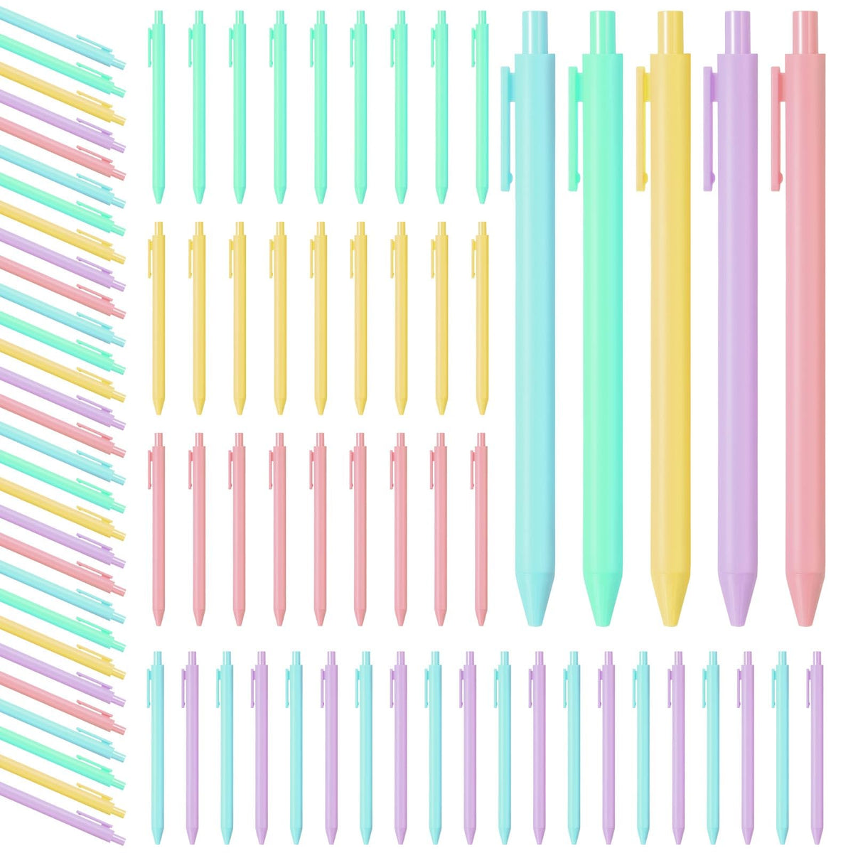 Fulmoon 50 Pcs Cute Pens Retractable 1.0mm, Macaron Color Black Ink