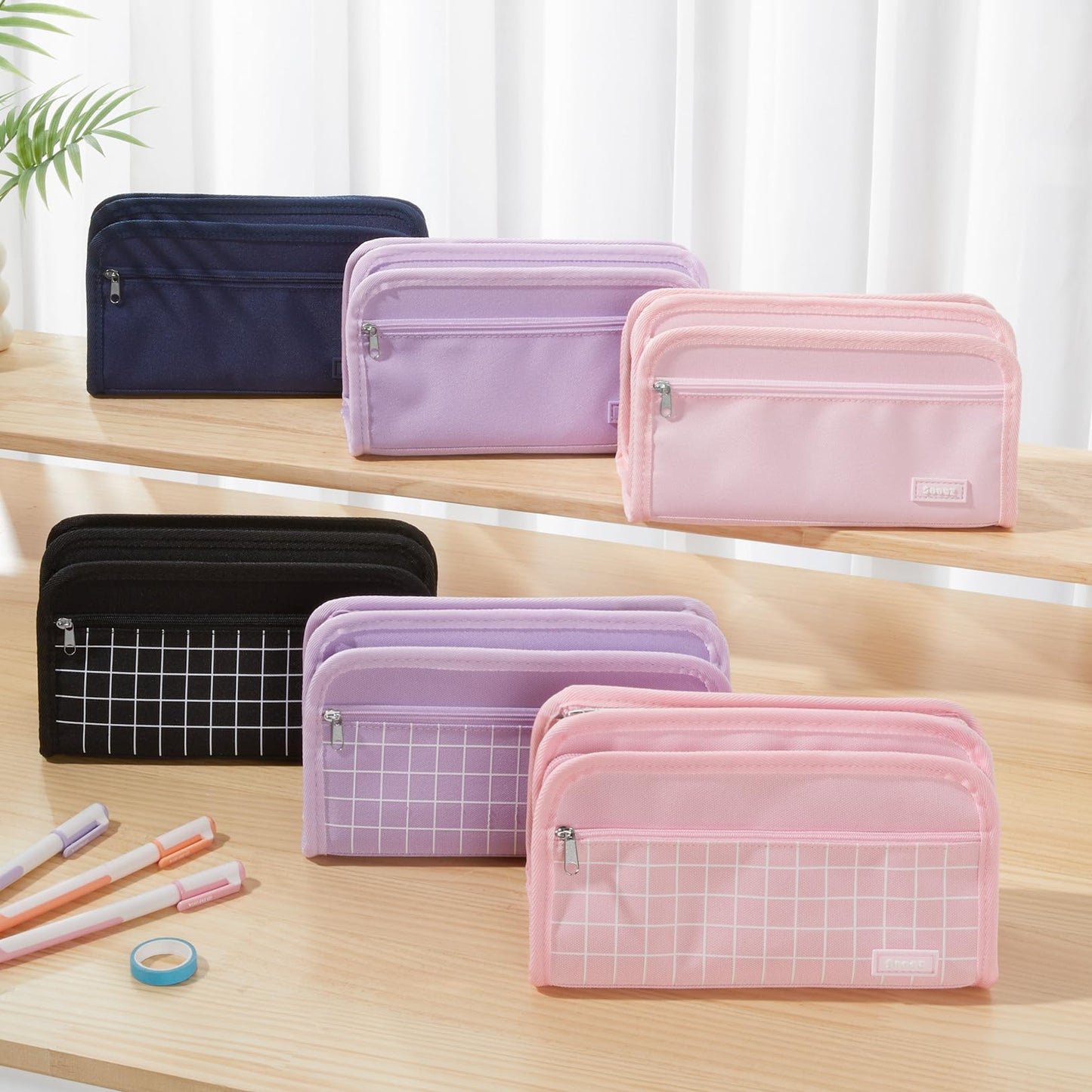 Sooez Large Pencil Case, Pencil Pouch, Pencil Bag, Pencil Box, Pure Black