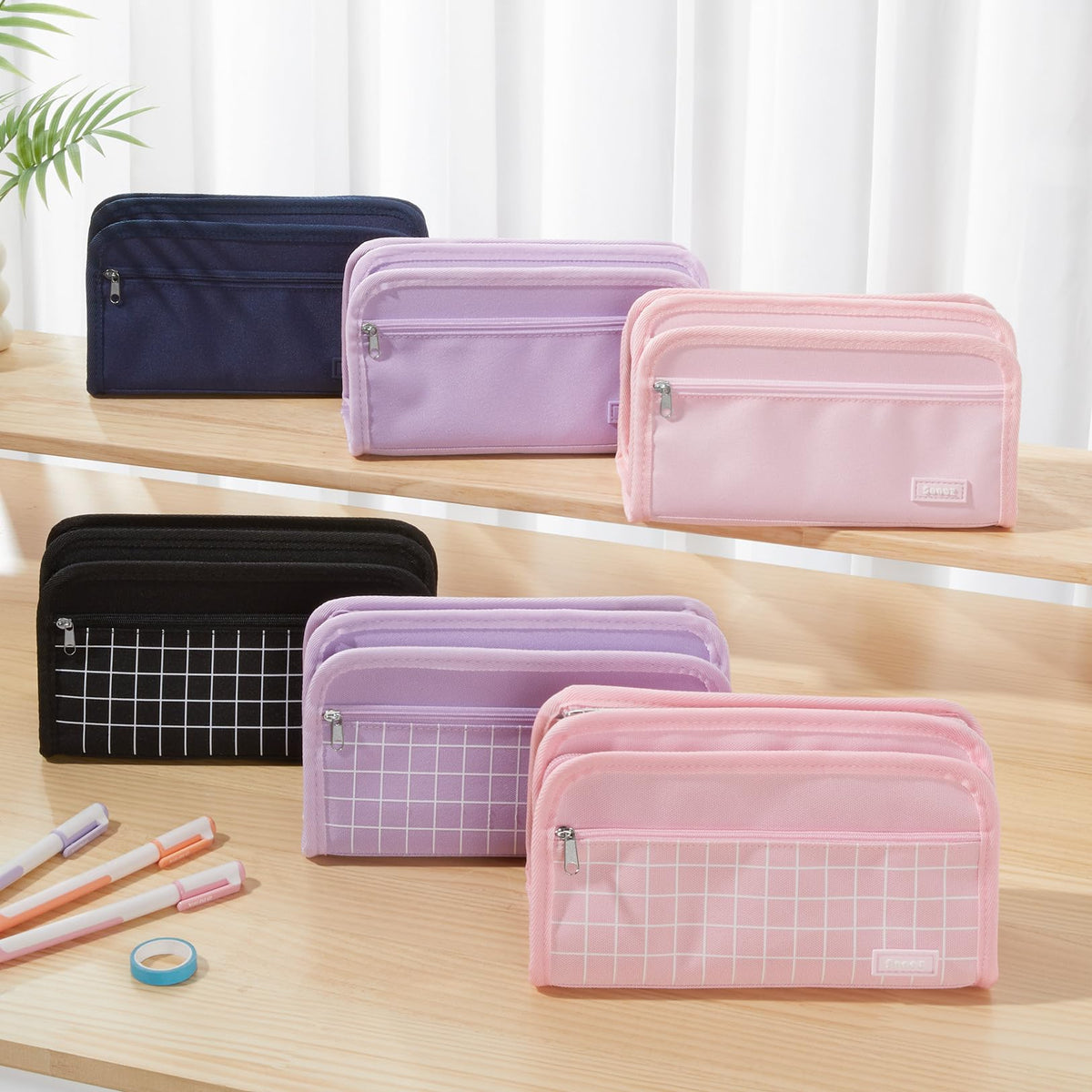 Sooez Large Pencil Case, Pencil Pouch, Pencil Bag, Pencil Box, Pure Black