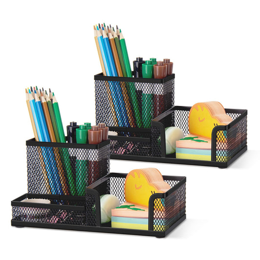 Comix 2 Packs Mesh Pen Holder, Desk Organizer for Home Office, Black