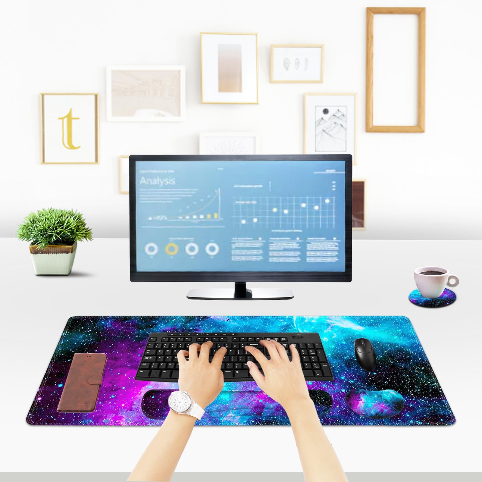 ToLuLu Extended Gaming Mouse Pad, Memory Foam Ergonomic Keyboard Mouse Wrist Rest Support Set