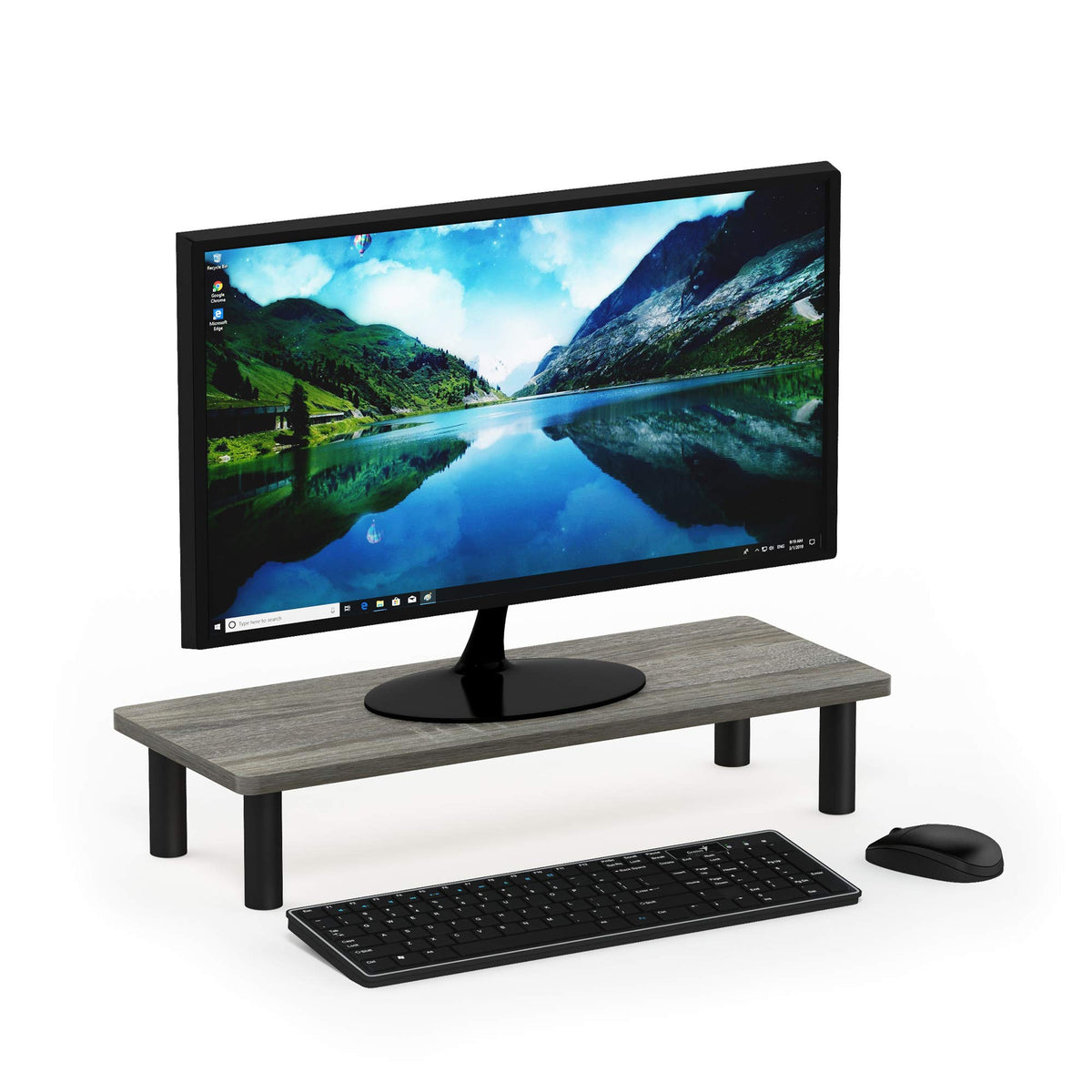 Furinno TURN-N-TUBE Monitor Stand Riser, 23.6" Wide Rectangle Monitor Riser, Laptop Stand for Desk