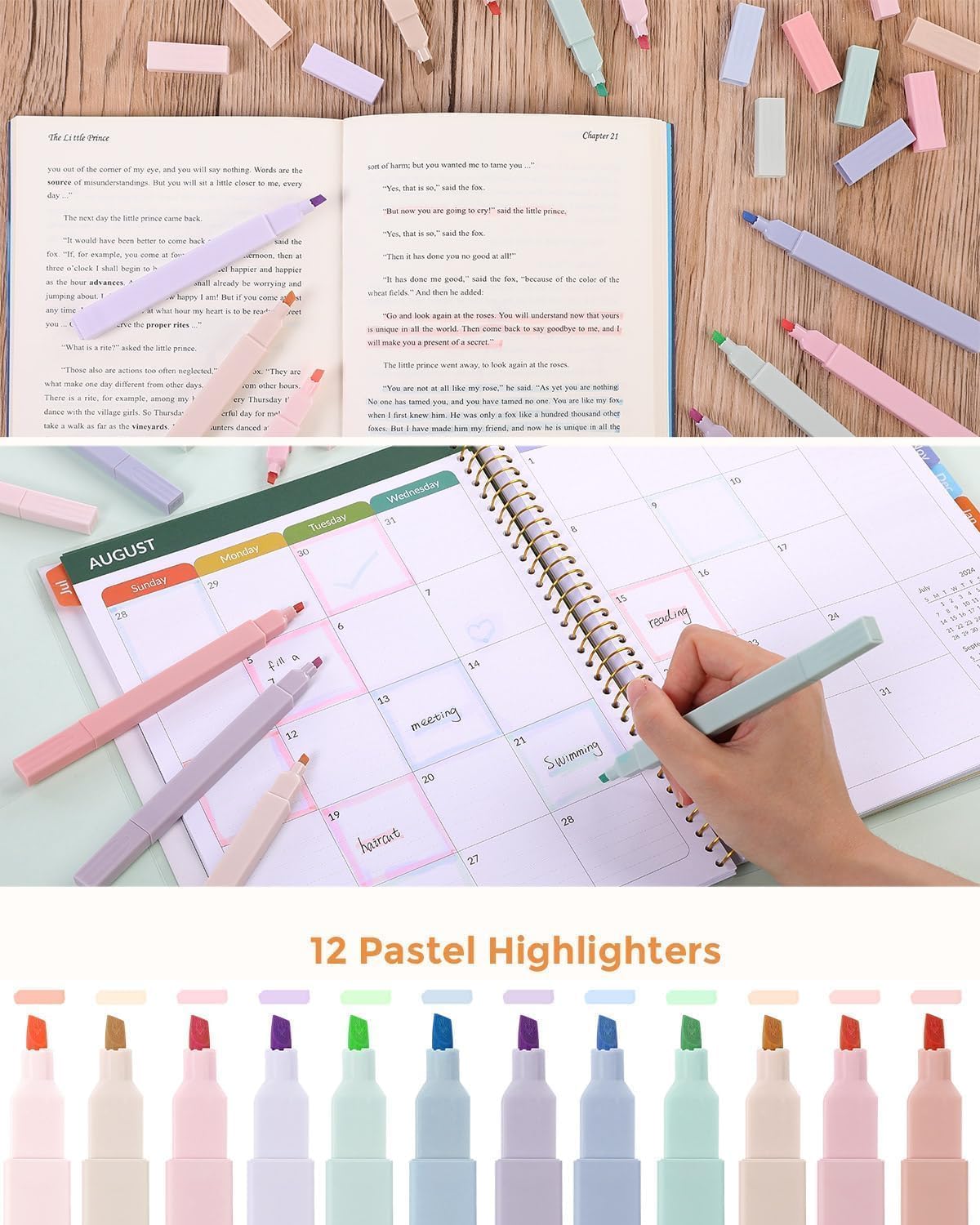 SKYDUE Cute School Supplies Kit, 38 PCS Aesthetic Stationery Set with Large Pencil Case, Pens