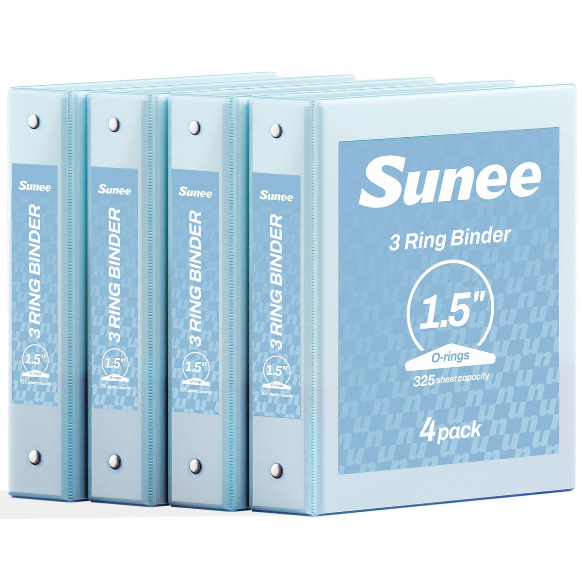 SUNEE 1.5 Inch Binders 3 Ring 4 Pack, Clear View 1 1/2 Inch Binders Three Ring PVC-Free (Fit 8.5x11