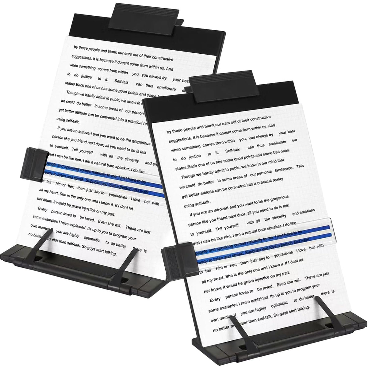 OSPNIEEK 2 Pack Desktop Document Holder Stand with 7 Adjustable Position, Black Metal File