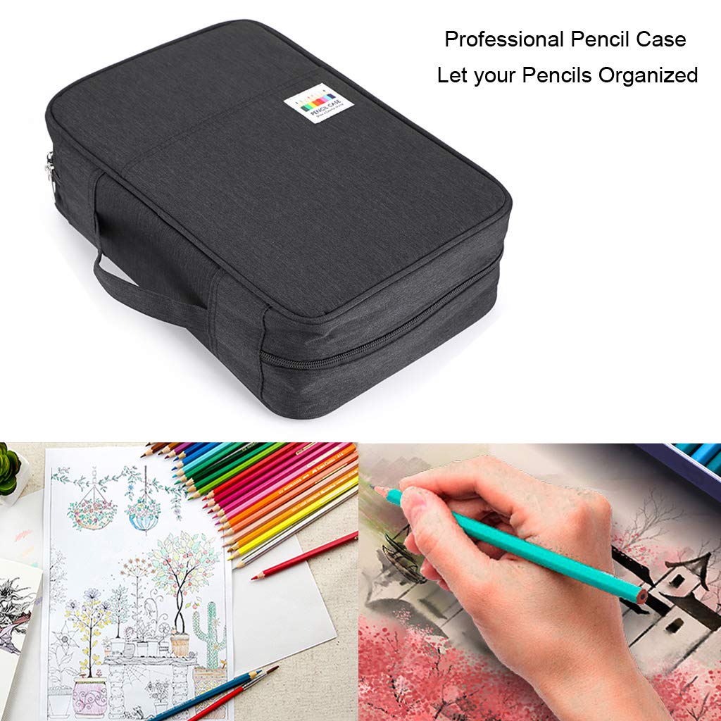BTSKY Colored Pencil Case 300 Slots Pen Pencil Bag Organizer with Handy Wrap Portable- Multilayer