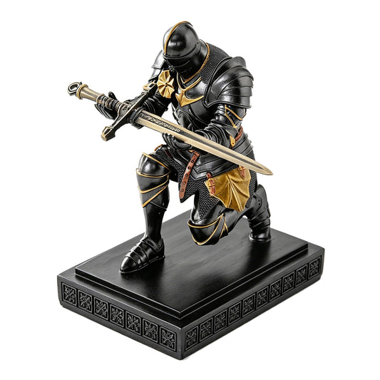 Medieval Warrior Knight Pen Holder Fun Desk Accessories Paperweight Iron