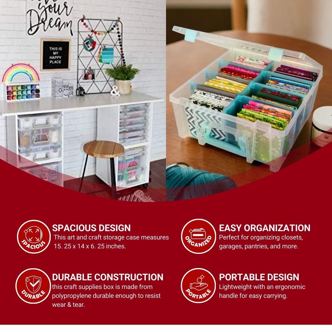 ArtBin 6990SA Super Satchel Double Deep with Removable Dividers, Large Portable Art & Craft Storage