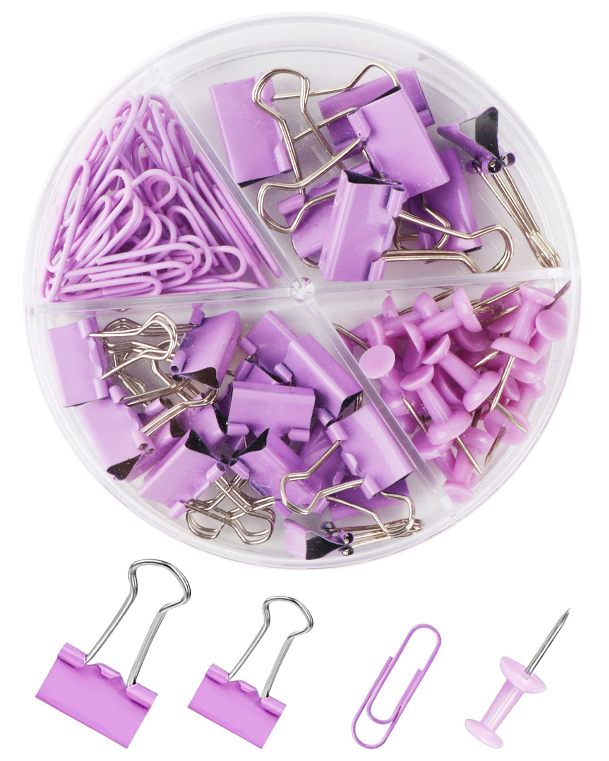 Creechwa Paper Clips Binder Push Pin Set, Assorted Sized Binder Clips