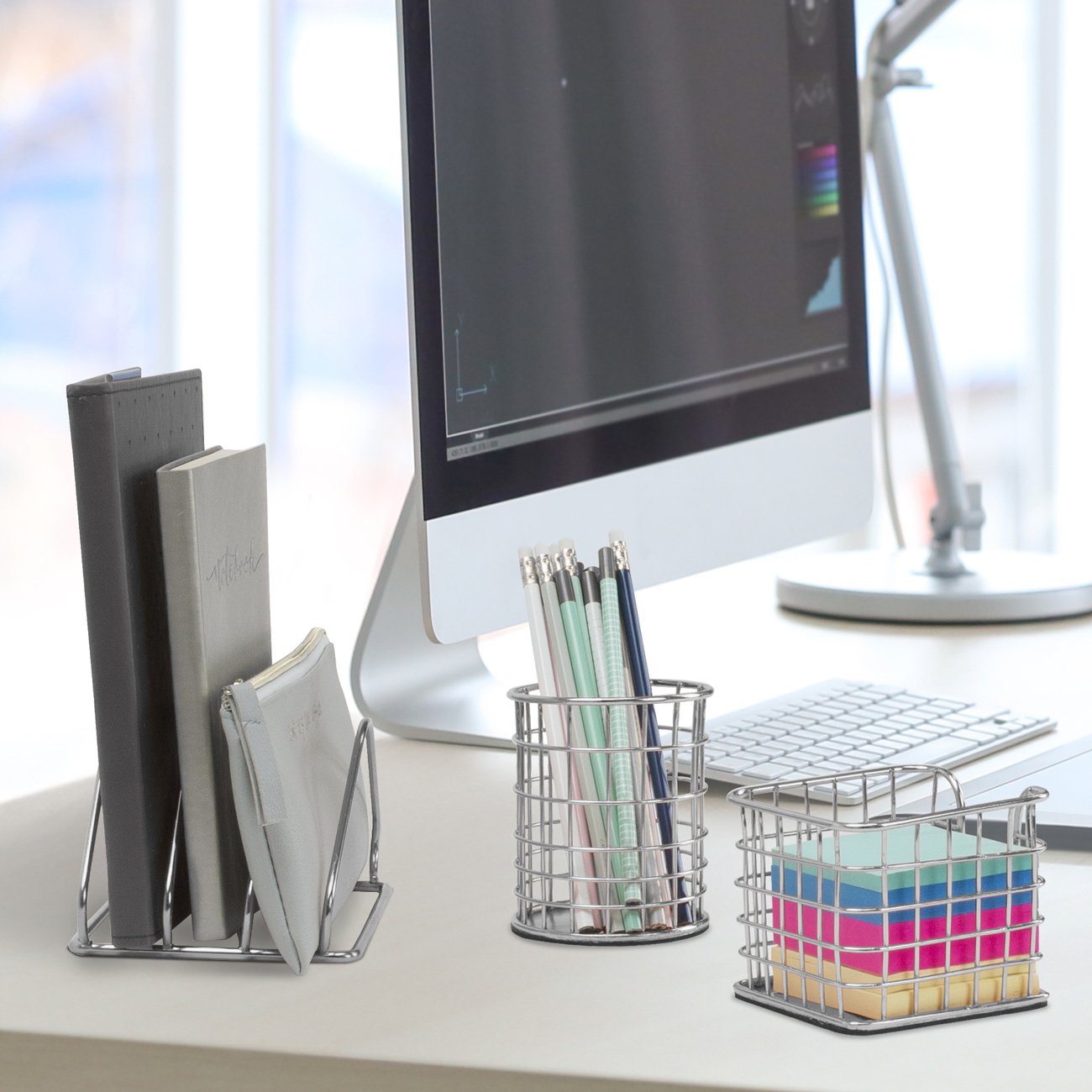 Sorbus Desk Organizer Set, 5-Piece Desk Accessories Set Includes Pencil Cup Holder, Letter Sorter