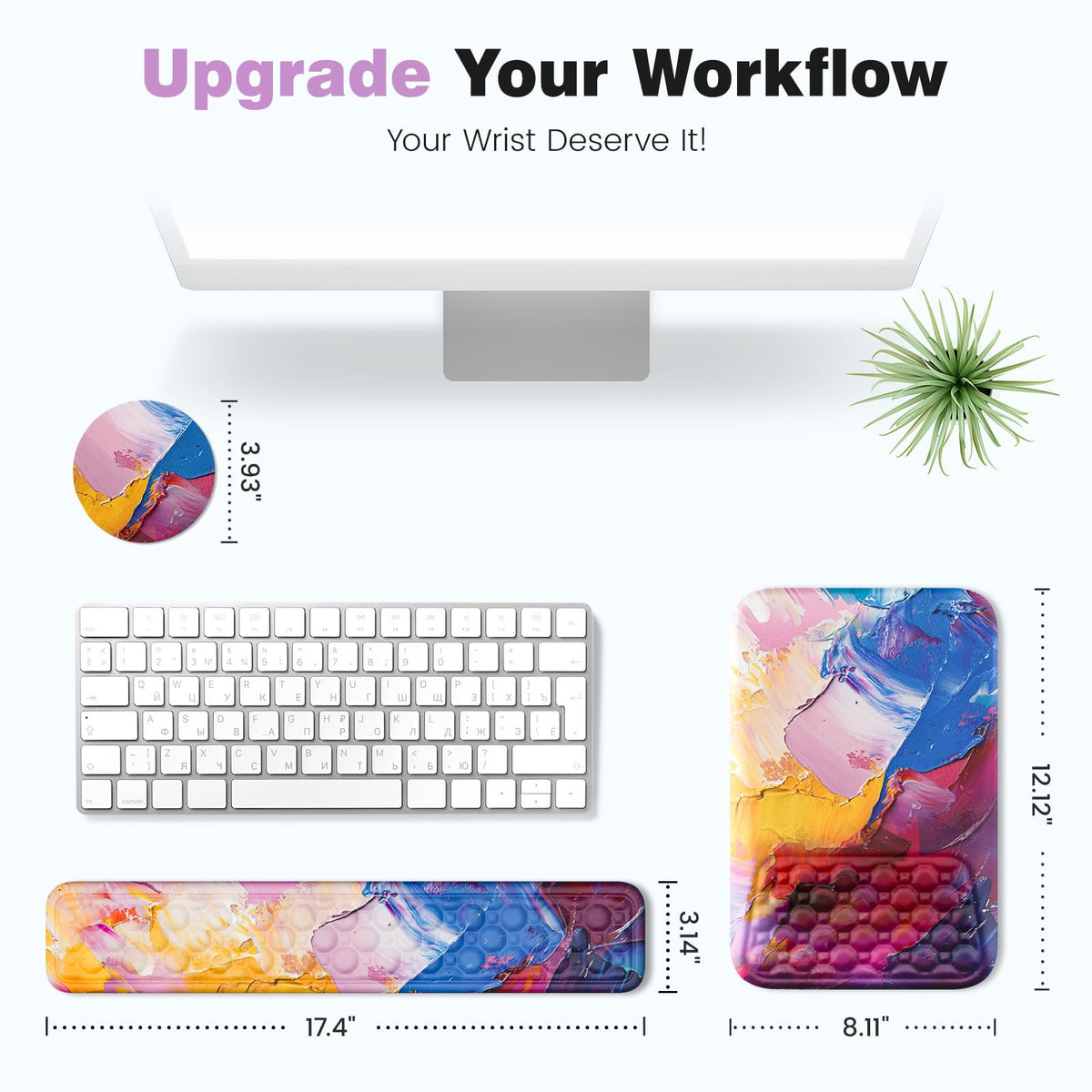 Ospelelf Ergonomic Wrist Rest for Computer Keyboard Pad, Large Arm Rest Wrist Support for Mouse