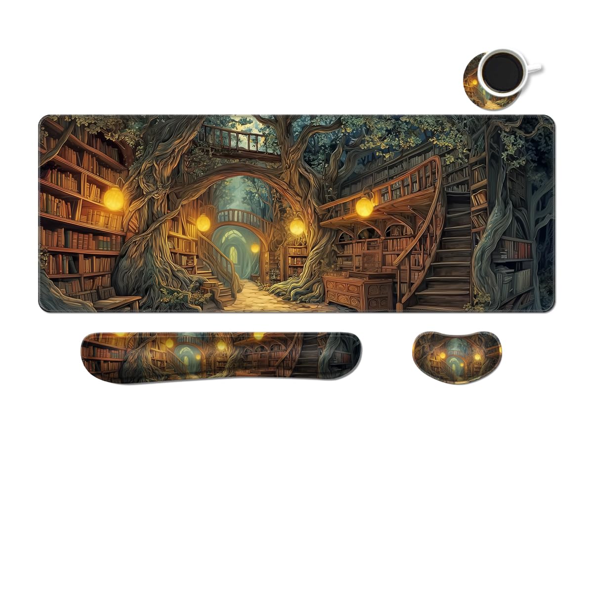 Desk Mat, Large Gaming Mouse Pad with Wrist Rest, 4 in1 XXL Mouse pad+Keyboard Wrist Rest+Mouse Pad