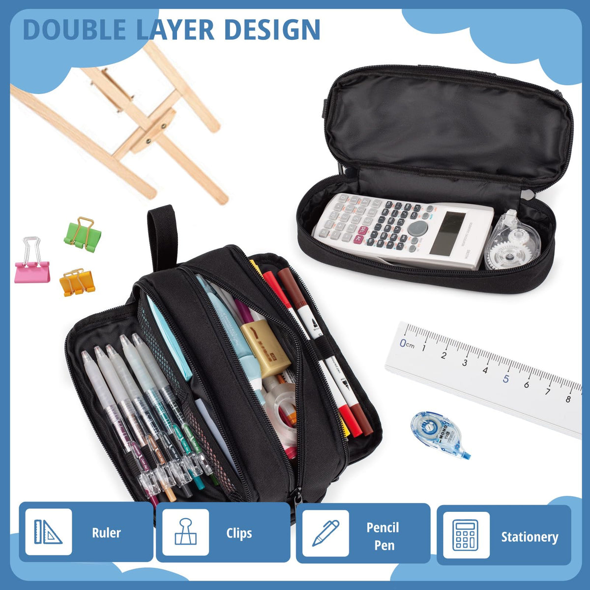 Tactical 4 Compartments Pencil Case for Boy, Large Pen Pouch Bag for School