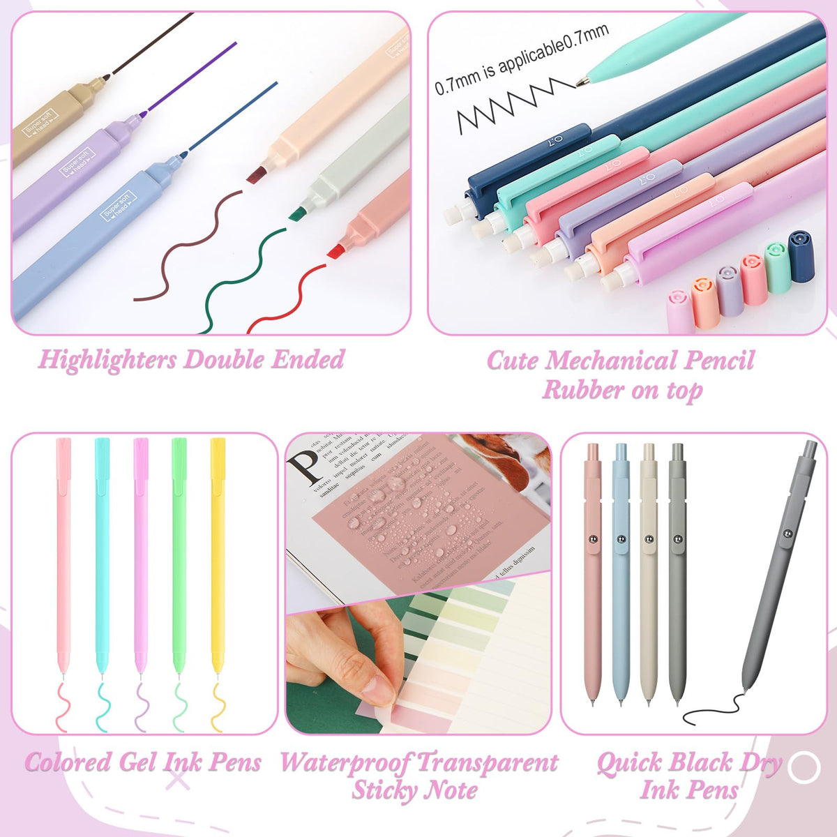 Lincia 30 Pcs Aesthetic School Supplies for Stationary Essentials, Gradient