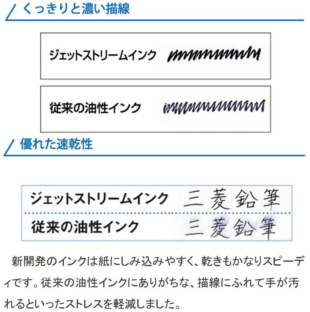 Mitsubishi Pencil SXN15005.33 Permanent Ballpoint Pen Jet Stream 10 Pens 0.5 Blue Easy Writing