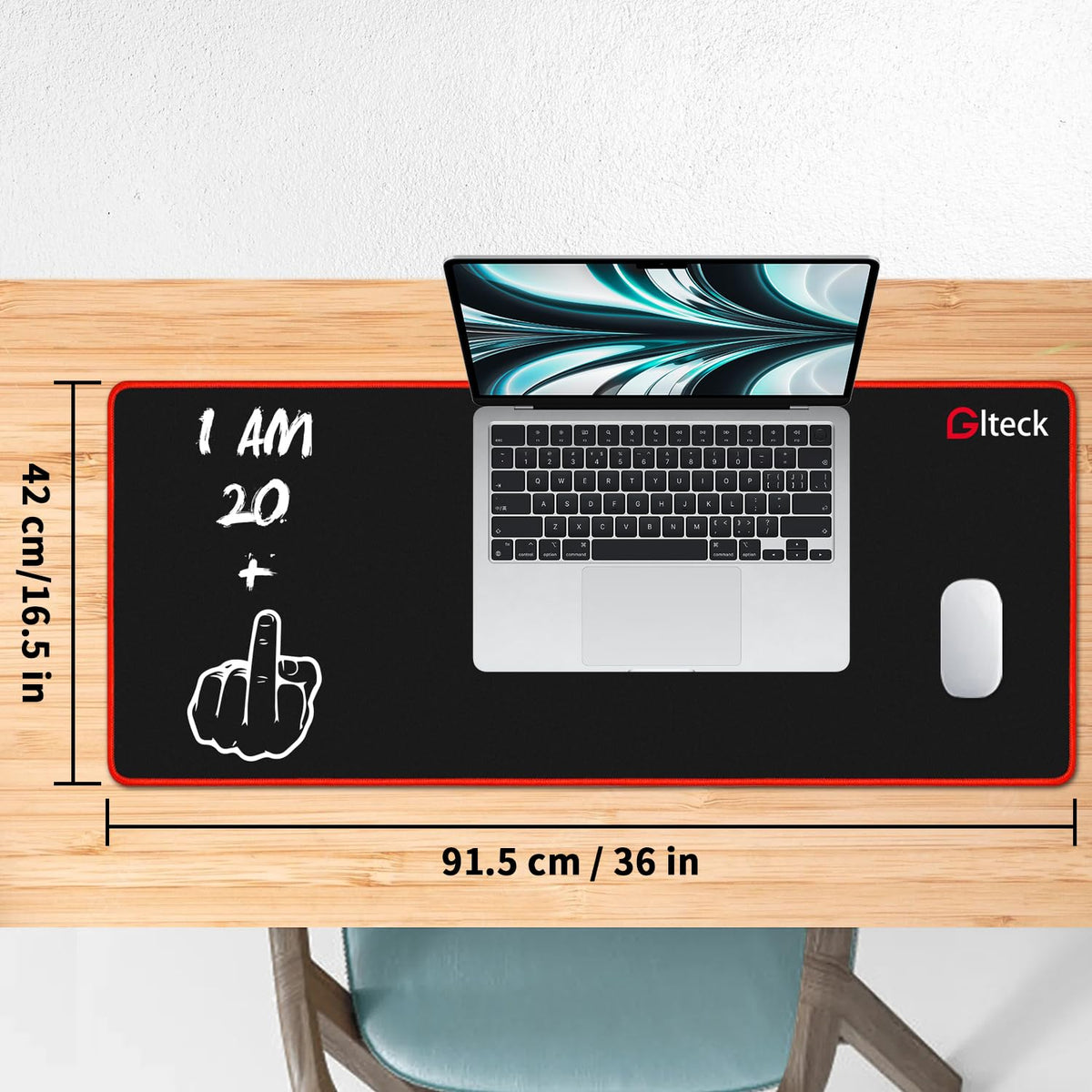 GGLTECK Mouse Pad with 21st Birthday Creative Printing, 36"x16.5" Extended Non-Slip Rubber Mouse