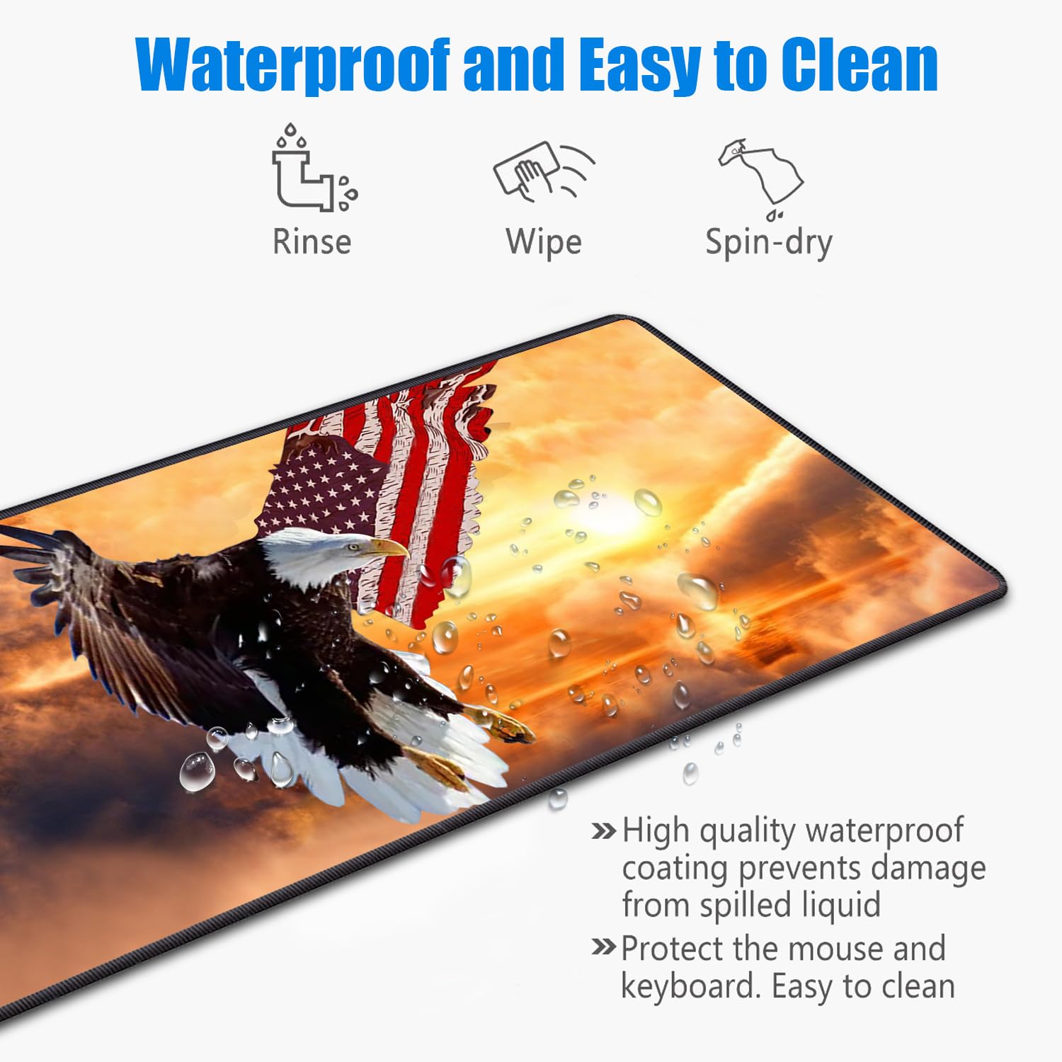 Desk Pad Mat With Coasters, 31.5"x 11.8" XXL Large Gaming Mouse Mat With Non-Slip Base and Stitched