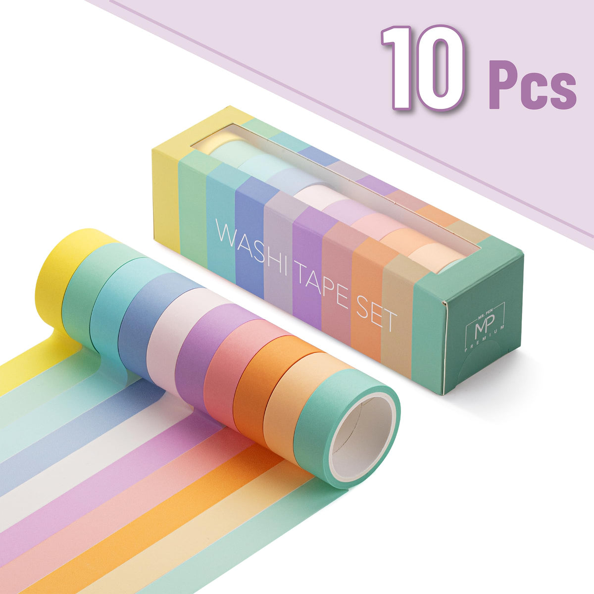 Mr. Pen- Washi Tape Set, 10 Rolls, 5.5 Yards/Roll, Washi Tape for Scrapbook