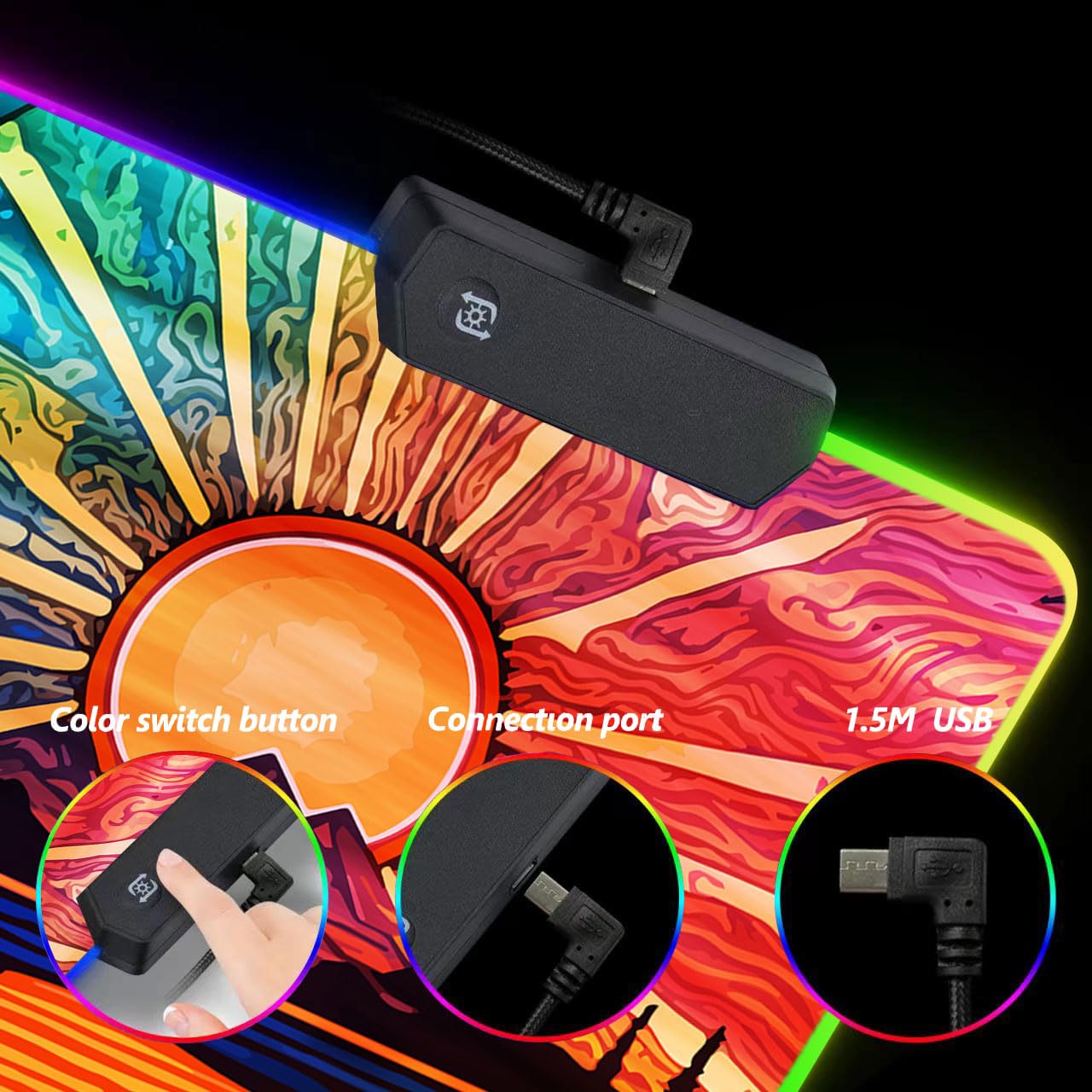 DINKY RGB Mouse Pad Large, Led Gaming Mousepad Glowing Mat Colorful Soft Keyboard Mat for Computer