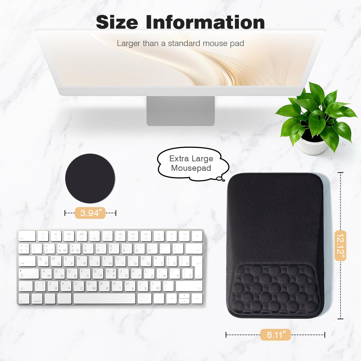 Ospelelf Mouse Pad with Wrist Rest Black Ergonomic Comfortable Pain Relief Mousepad Wrist Support