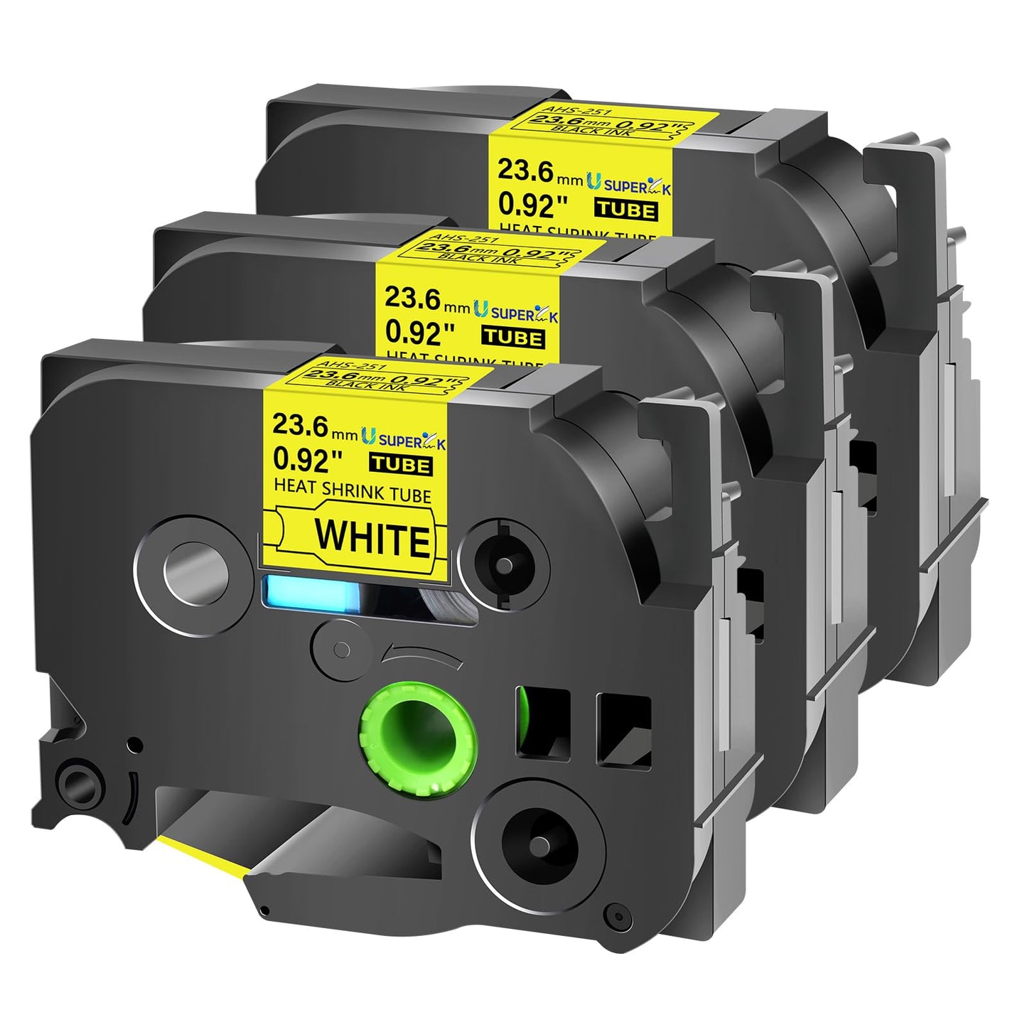 USUPERINK 3PK Compatible for Brother Ptouch HSe-651 HSe651 HS-651 HS651 Black on Yellow 23.6mm