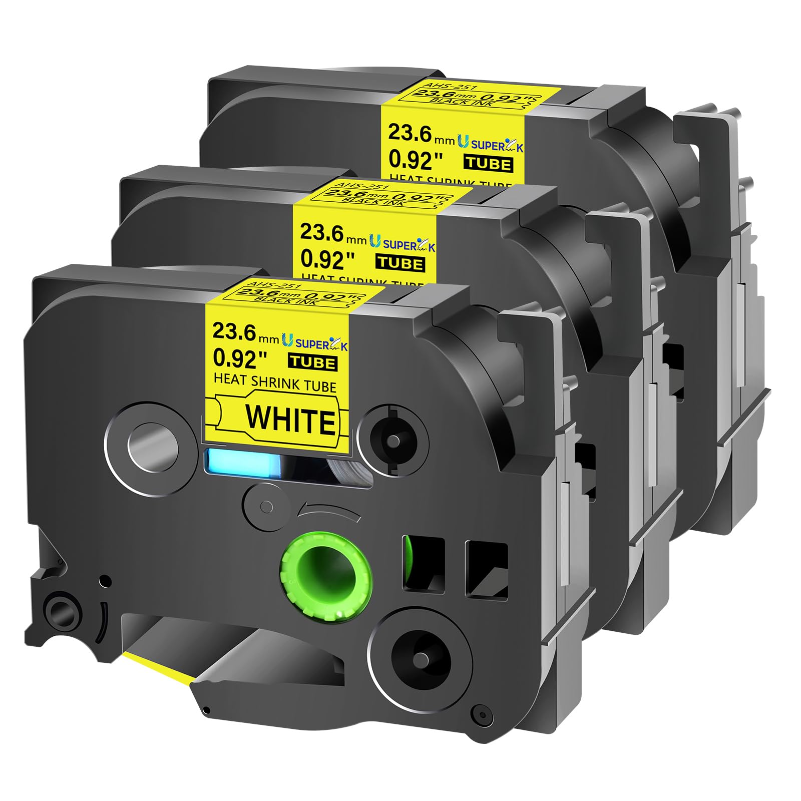 USUPERINK 3PK Compatible for Brother Ptouch HSe-651 HSe651 HS-651 HS651 Black on Yellow 23.6mm