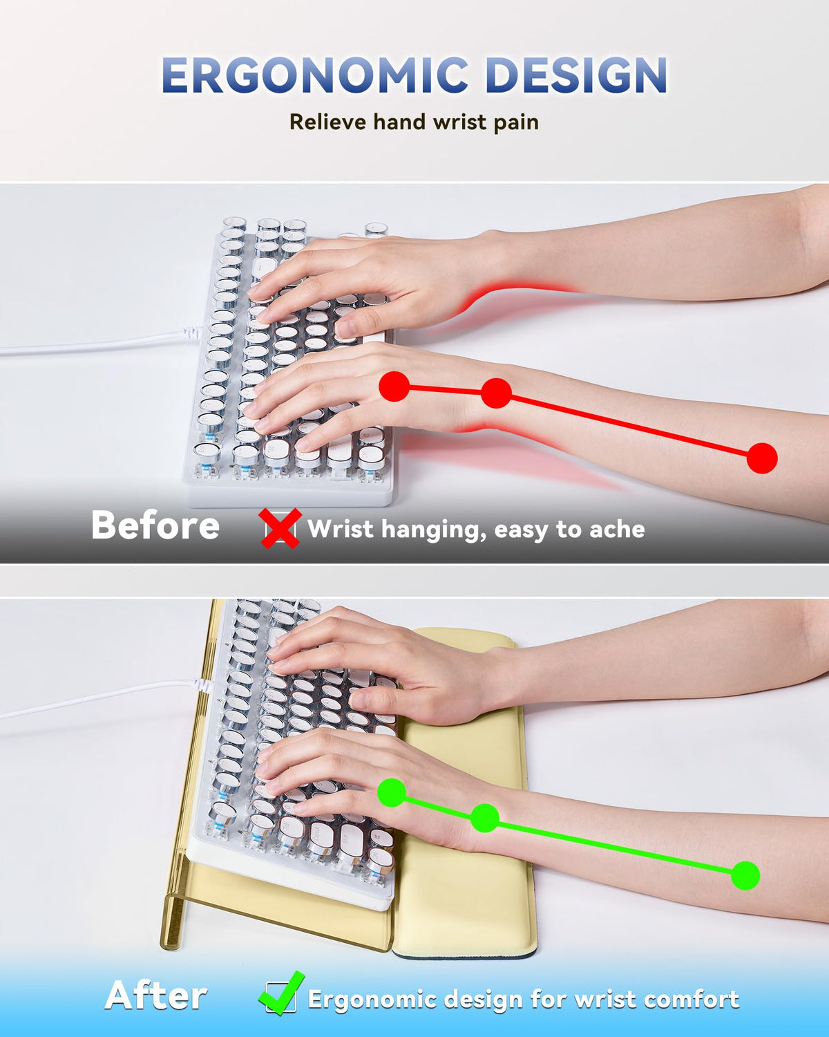 Laborio Computer Keyboard Wrist Rest, Keyboard Riser Stand for Desk(Beige)