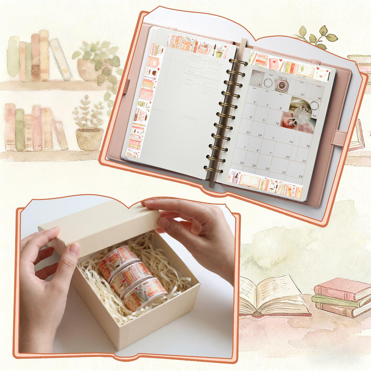 Janlaugh 24 Rolls Book Washi Tape Back to School Crafting Gifts, Boho