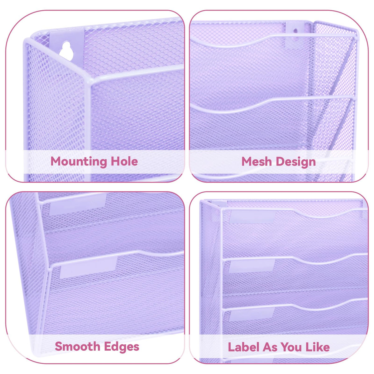 ideallife 5 Pockets Mesh Wall File Holder Organizer Office Hanging File Folder Magazine Rack