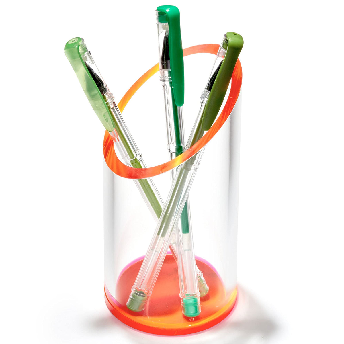 OfficeGoods Acrylic Pen Holder, 5.25” H x 2.5” W, Neon Red