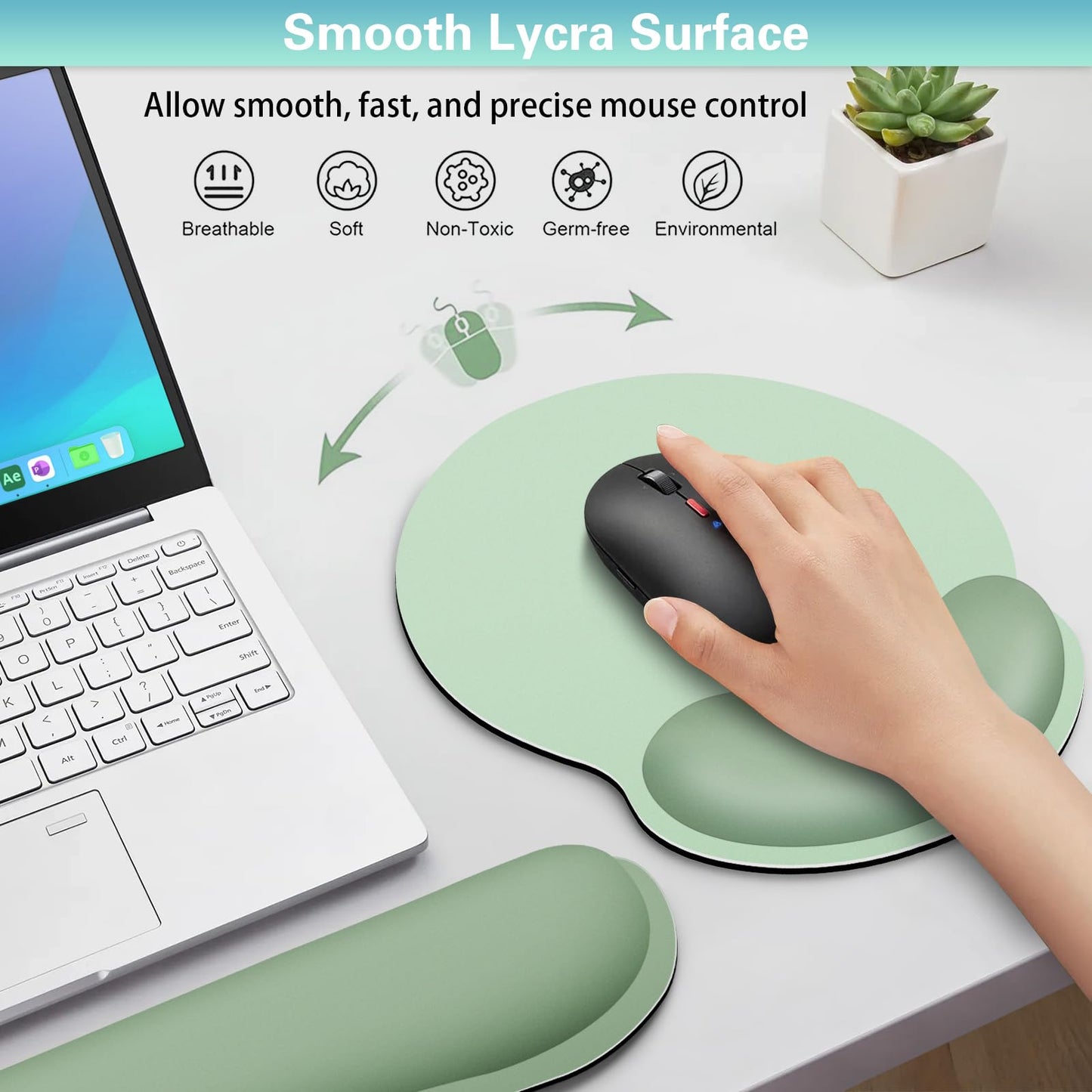Mouse Pad with Wrist Rest Set, 3-in-1 Wrist Support Mousepad