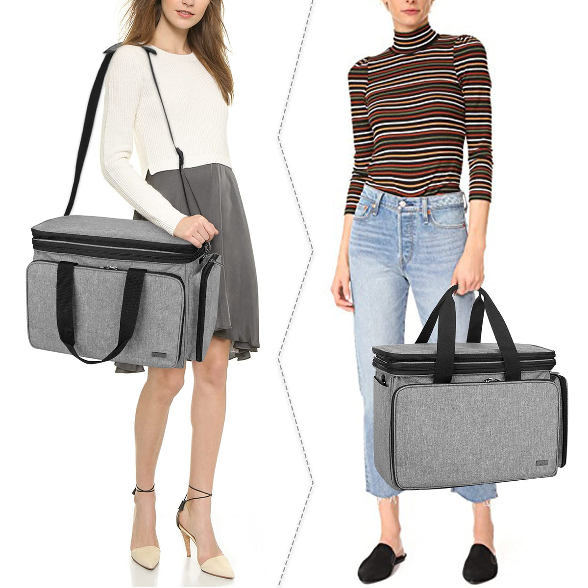 LUXJA Portable Yarn Knitting Storage Tote Bag,Gray
