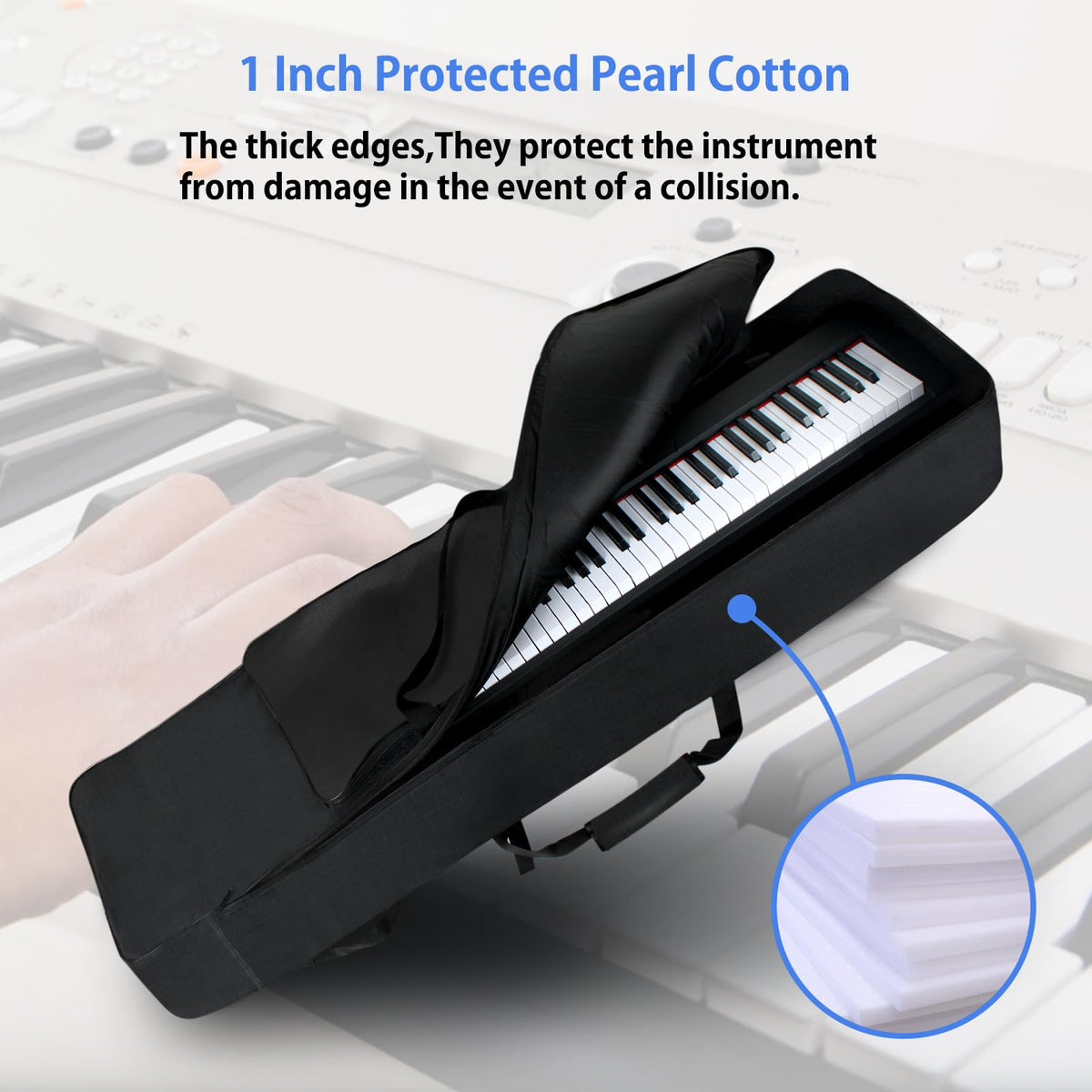 NKTM 88 Key Keyboard Case, 53.5"x12.6"x6.3" Electric Keyboard Bag Piano Gig Bag with Handles and