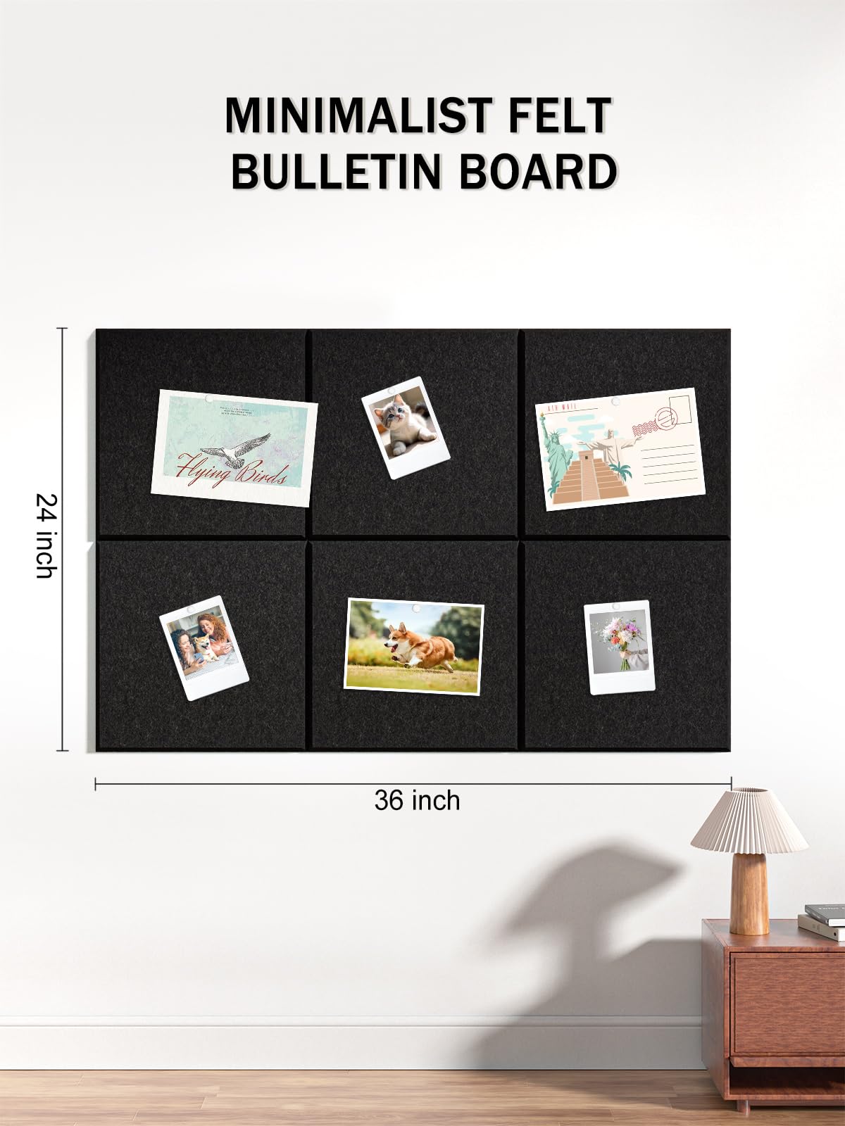 Hsurbtra Large Cork Board for Wall 36 x 24 Inch, 6 Pack Felt Bulletin Notice Board with Pushpins