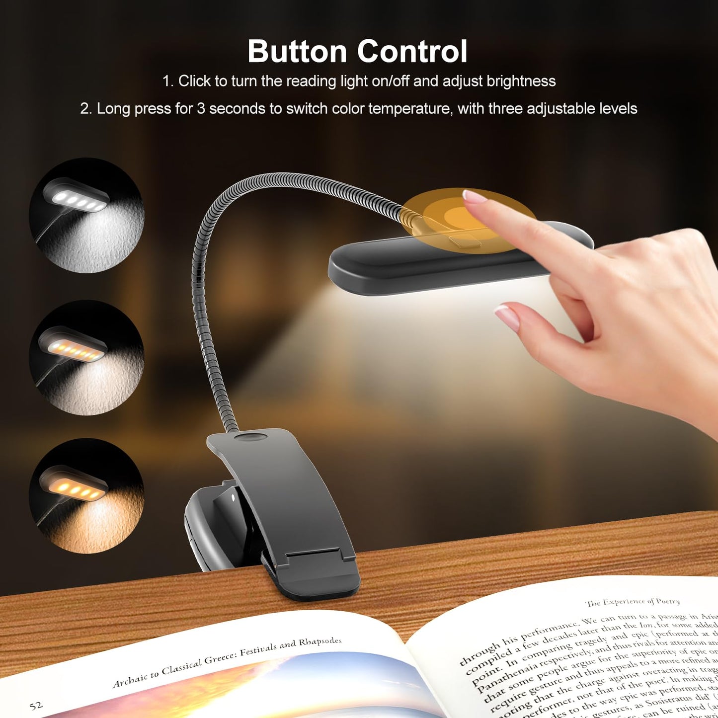 OPTIXCELL Book Stand with Light, Hands Free Book Holder, Gifts Book Lovers