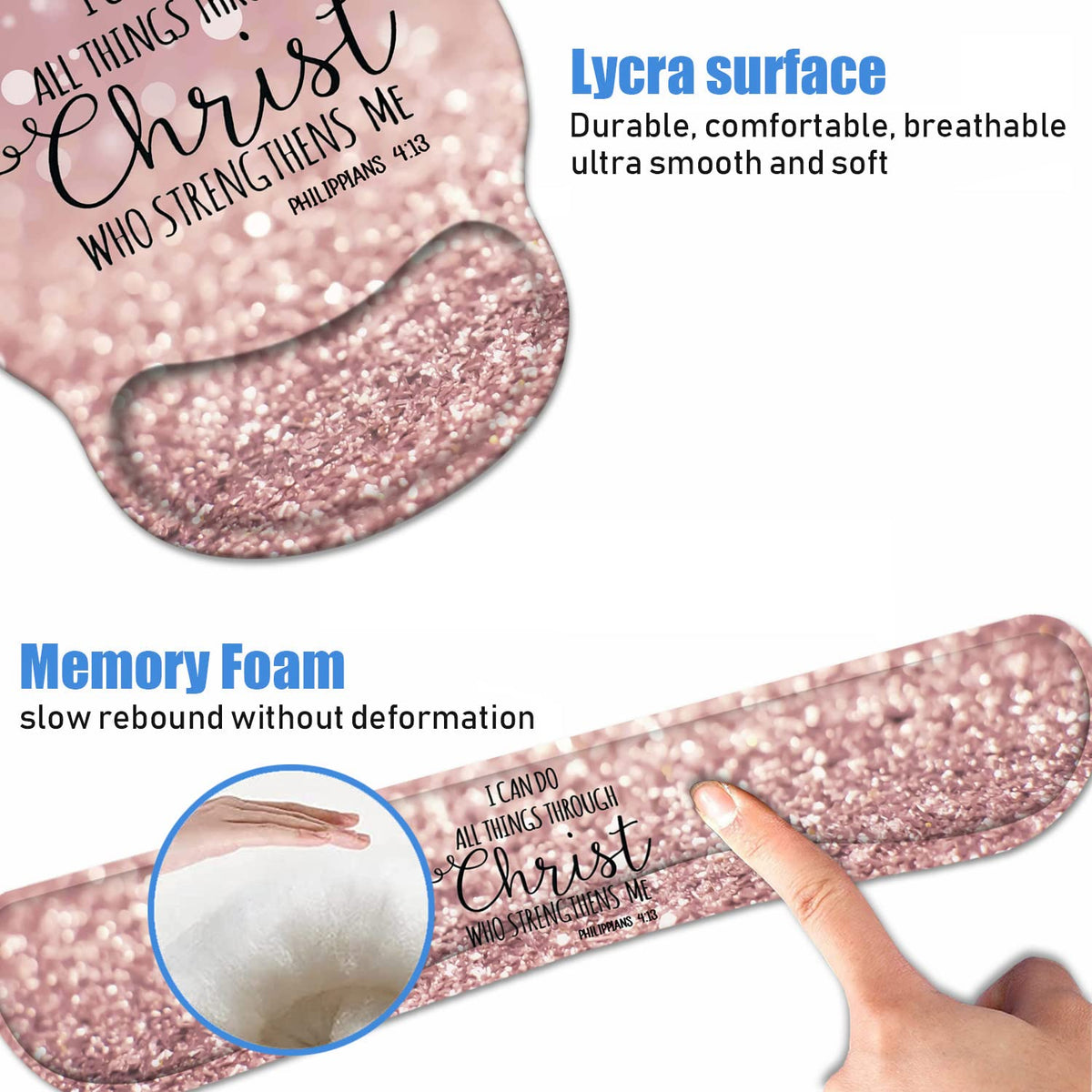 Keyboard Wrist Rest + Mouse Pad Wrist Support Set with Coasters, Non-Slip PU Base Ergonomic