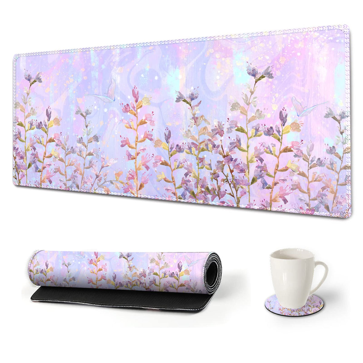 ARTSO Large Gaming Mouse Pad with Stitched Edges, XXL Extended Keyboard Mat Long Mousepad Desk