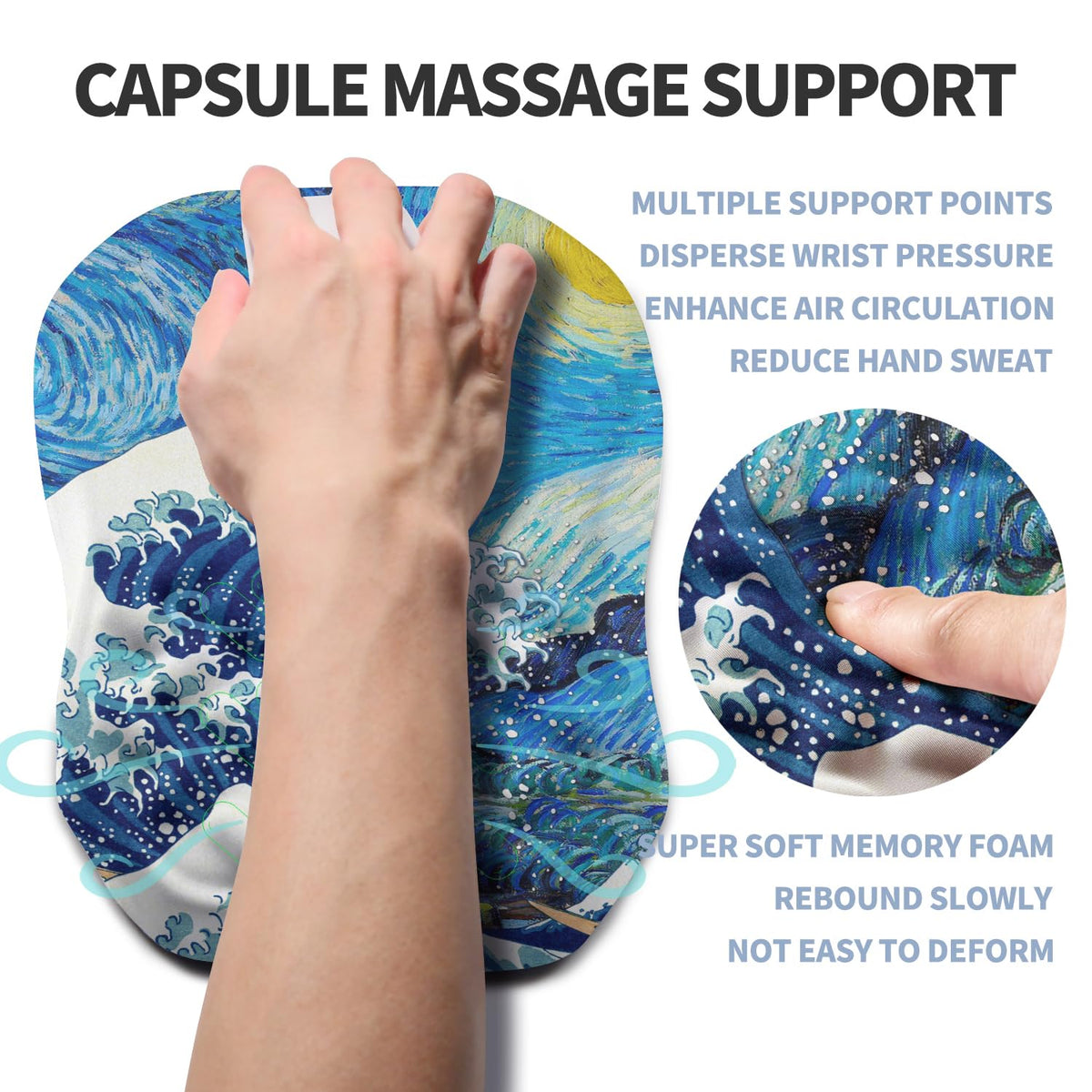 Gleamtide Ergonomic Raised Mouse Pad Wrist Support with Bilateral Slope Memory Foam Mousepad for
