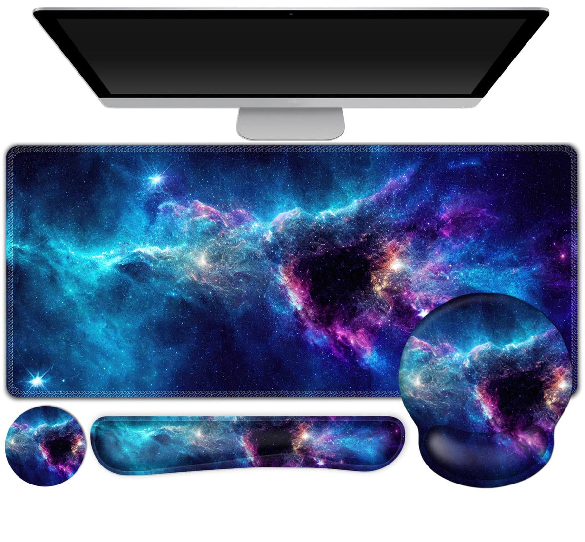 Mouse Pad, 4in1 Mousepad + Keyboard Wrist Rest+Mouse Wrist Rest+Coaster Set