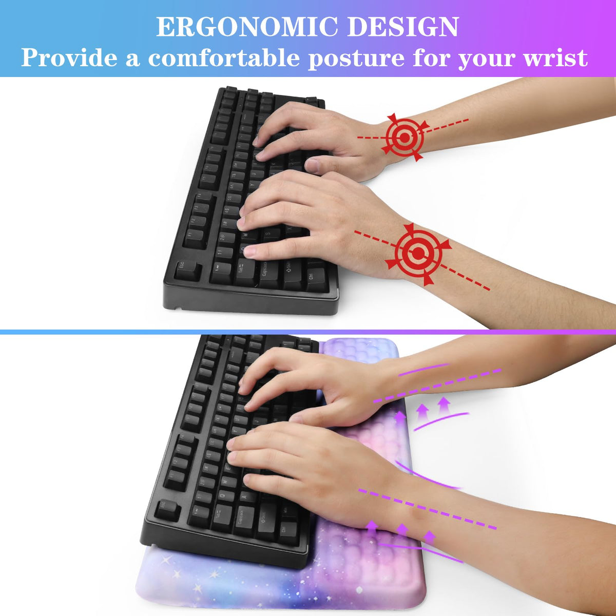 Computer Keyboard Stand with Wrist Rest, Ergonomic Tilted Keyboard Holder - Keyboard Riser with