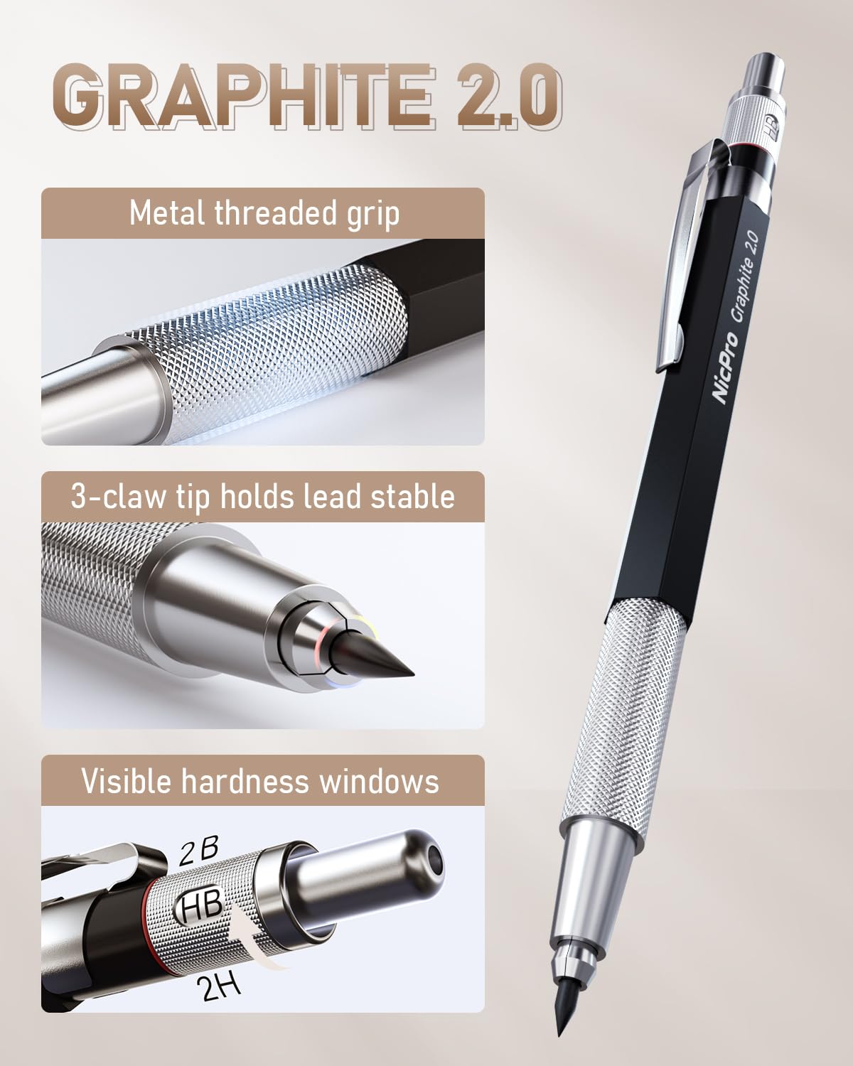 Nicpro 30PCS Art Mechanical Pencil Set in Leather Case