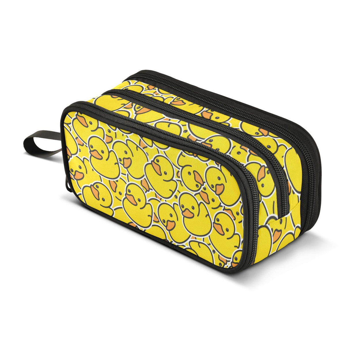 Sletend Pencil Case Yellow Duck Cartoon 3 Compartments Pencil Pouch