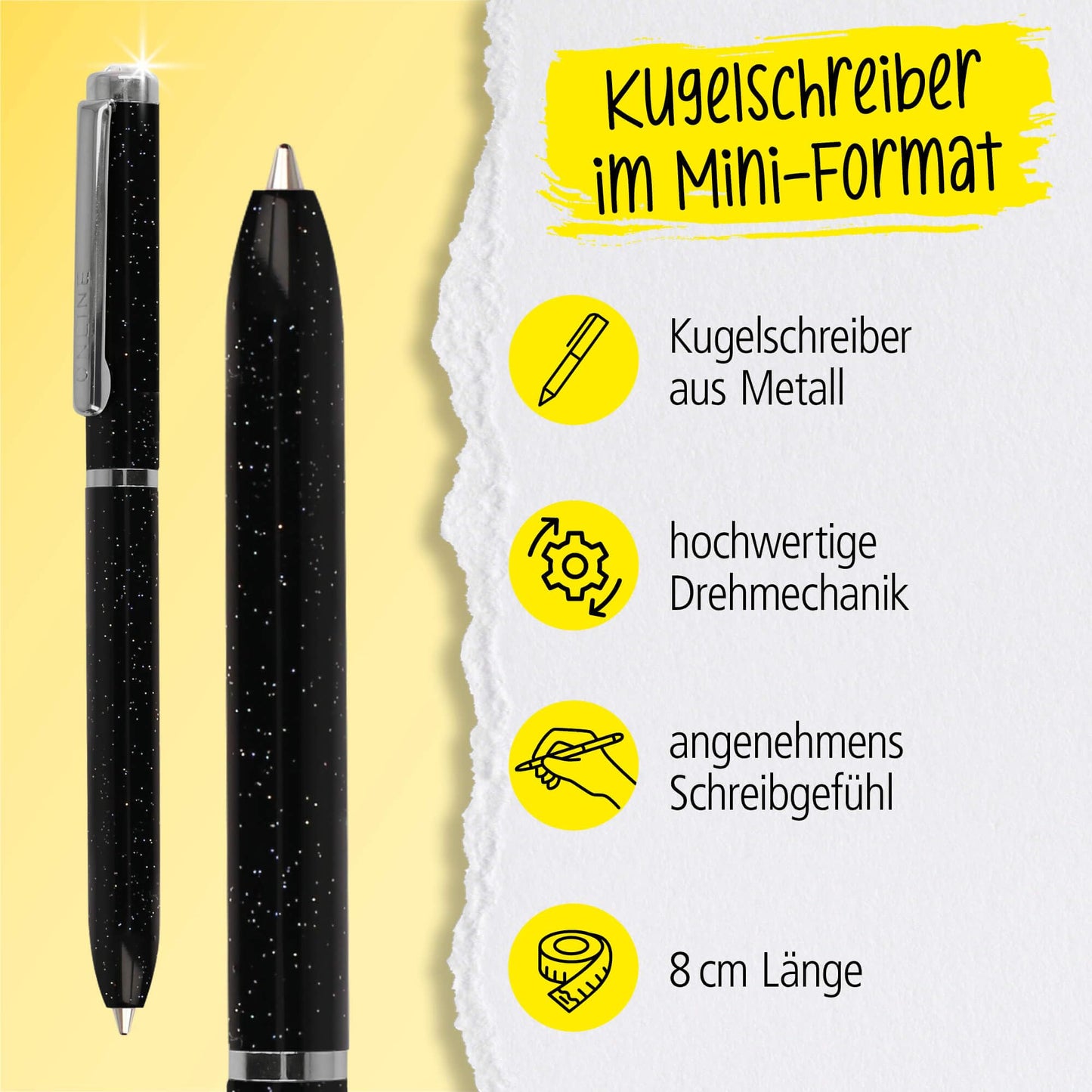 ONLINE Mini Ballpoint Pen Black - Wallet with Twist Mechanism & Metal Clip I 8 cm Miniature