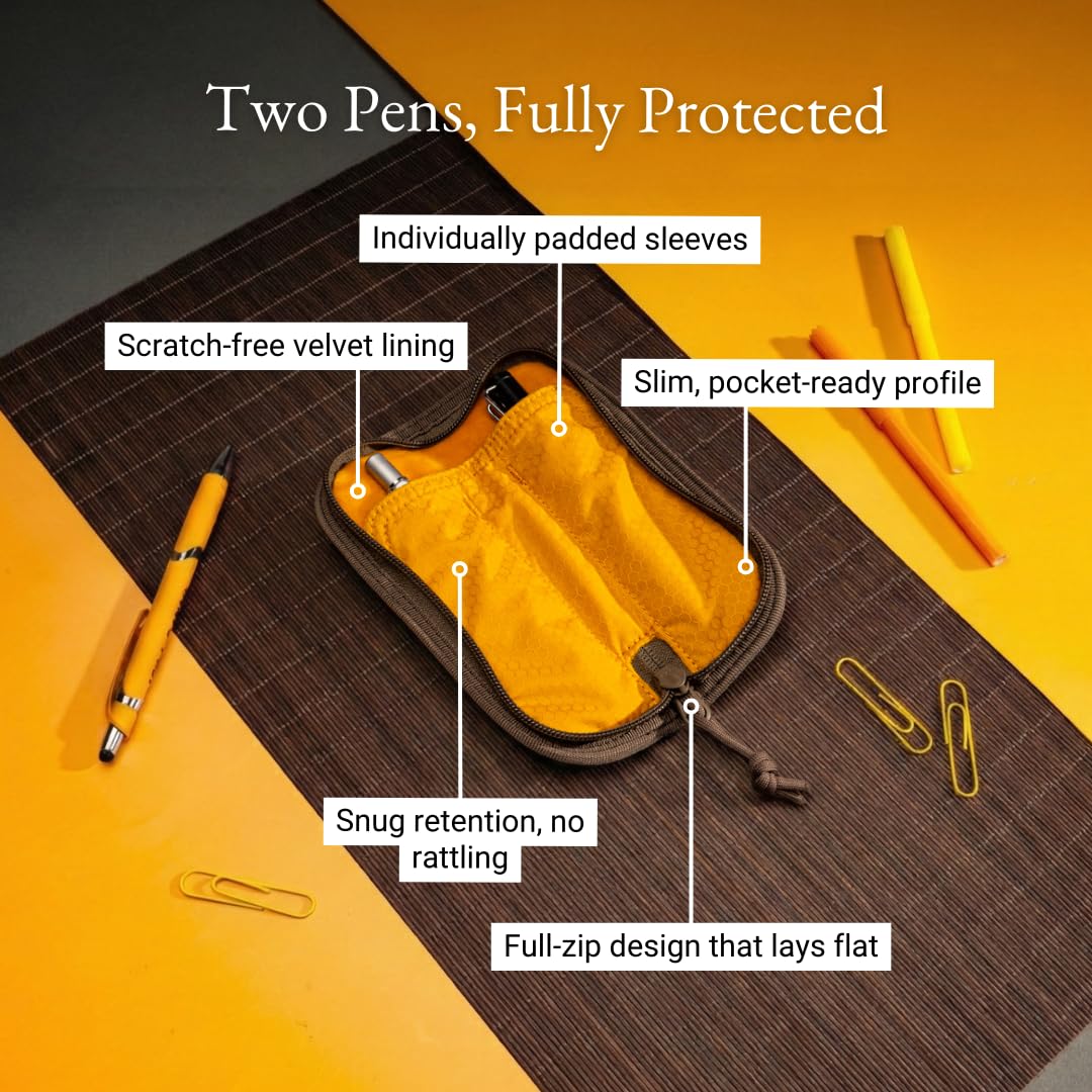 LOCHBY® Duo Pen Pouch | Slim and Elegant Pen Pouch, Durable Waxed Canvas, Lightly Padded for