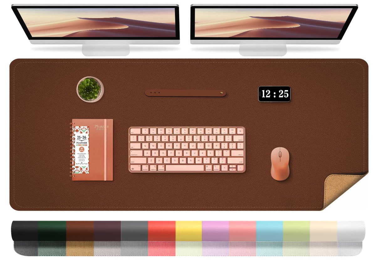 Large Desk Pad Mat, 47.2'' x 23.6'' Computer Mat for Desk, Leather Desk Pad Protector, Suede Sewing