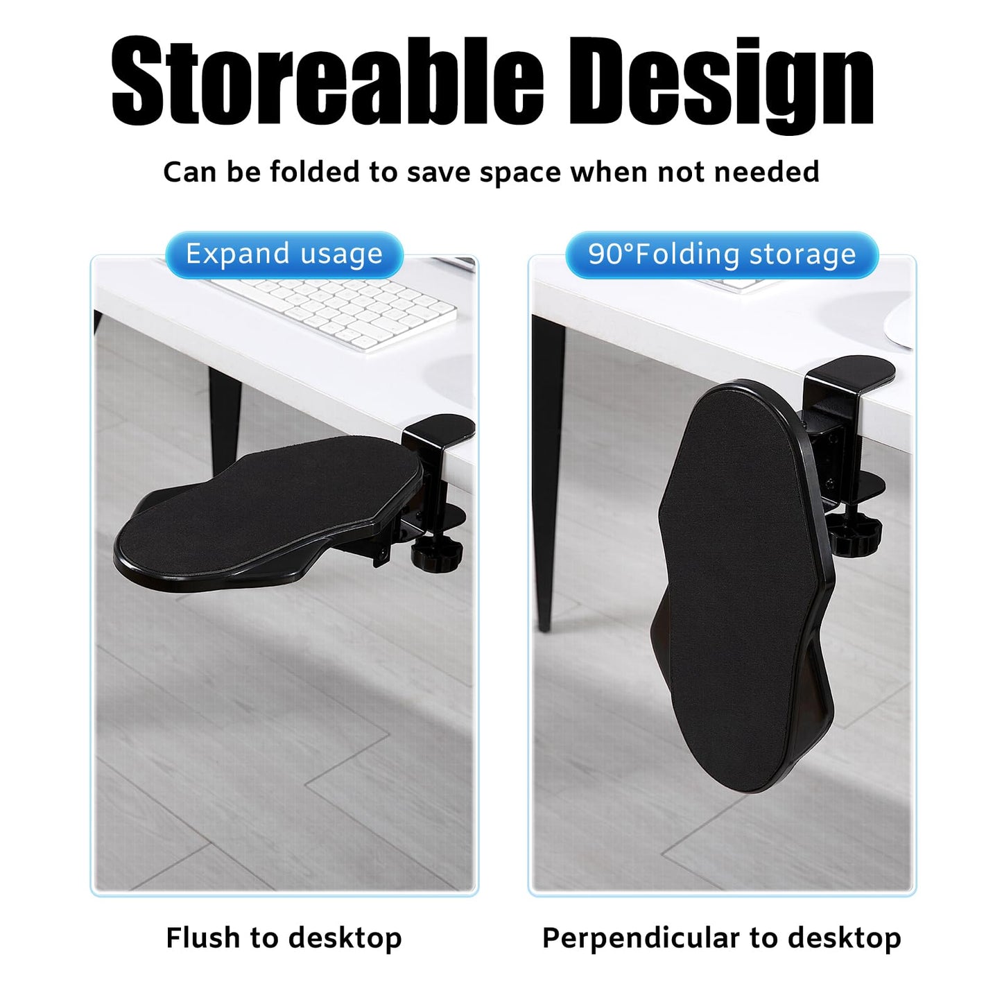 Hovadova Computer Arm Rest for Desk, 180° Swivel and 90° Foldable, Black