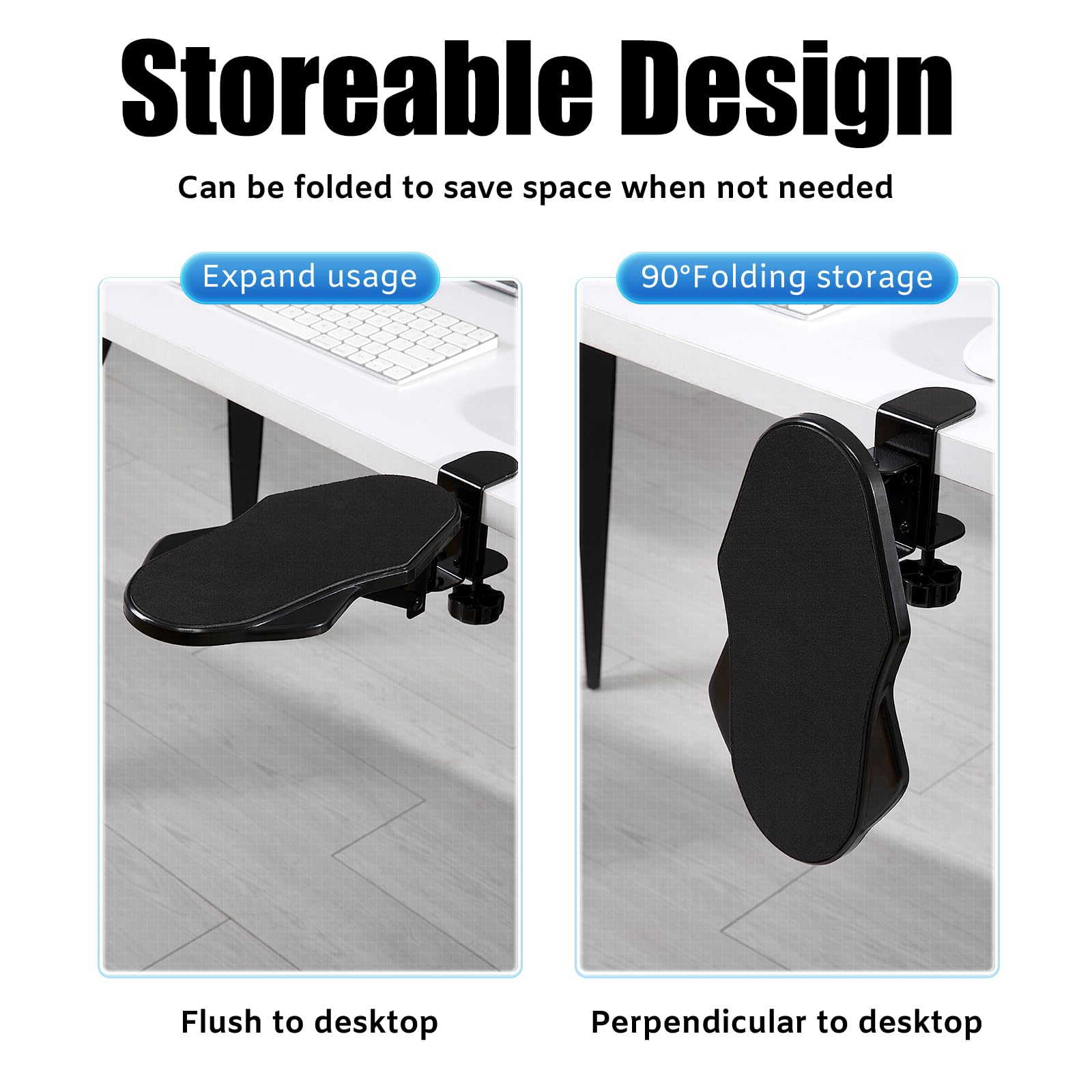 Hovadova Computer Arm Rest for Desk, 180° Swivel and 90° Foldable, Black